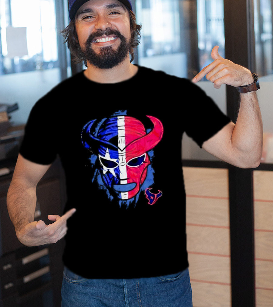 Houston Texans Distressed Lucha Libre Mask Texas Flag T-Shirt