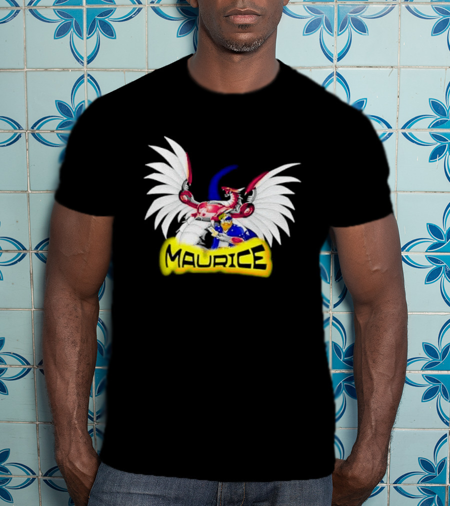 Maurice Cybernetic Dragon Winged Anime Duelist Trading Card Yellow T-Shirt