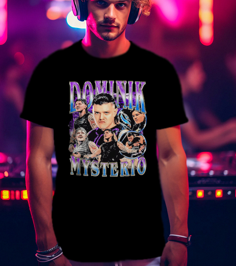 Dominik Mysterio Wrestler Photo Collage Metallic Gradient T-Shirt