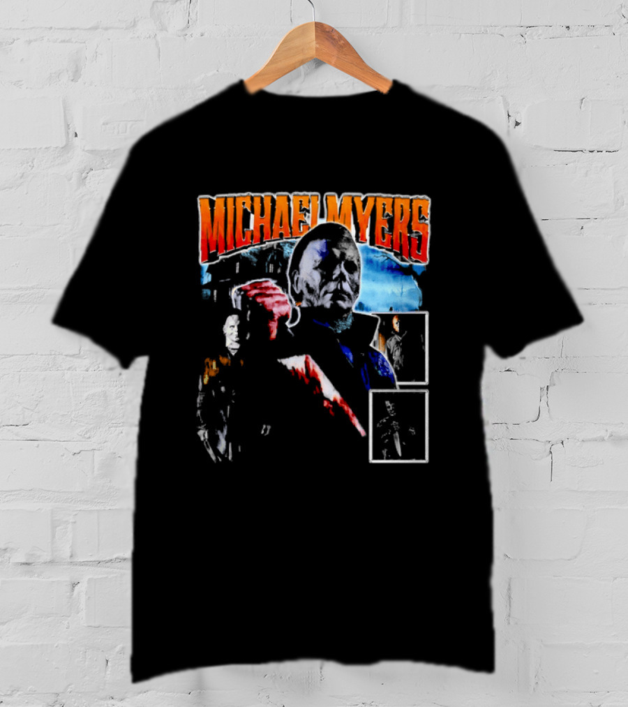 Michael Myers Bootleg Collage Mask Bloody Knife House T-Shirt