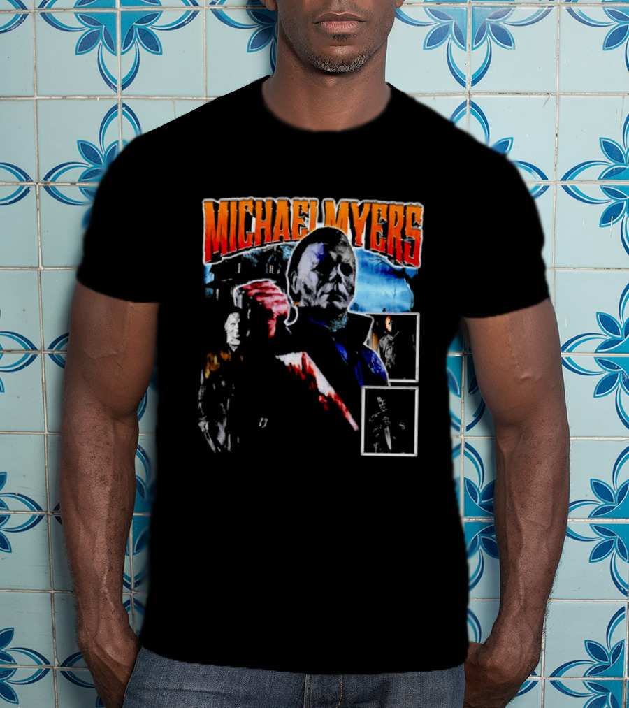 Michael Myers Bootleg Collage Mask Bloody Knife House T-Shirt