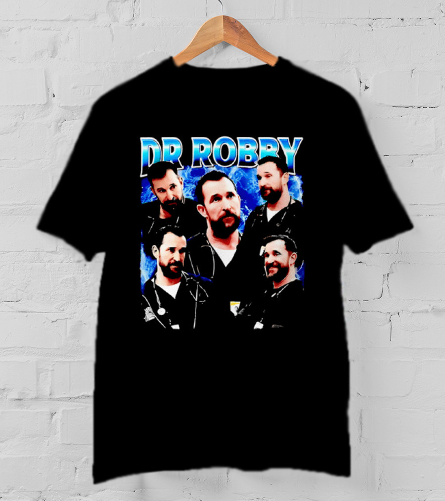 Dr Robby Bearded Male Doctor Scrubs Stethoscope Photo Collage T-Shirt