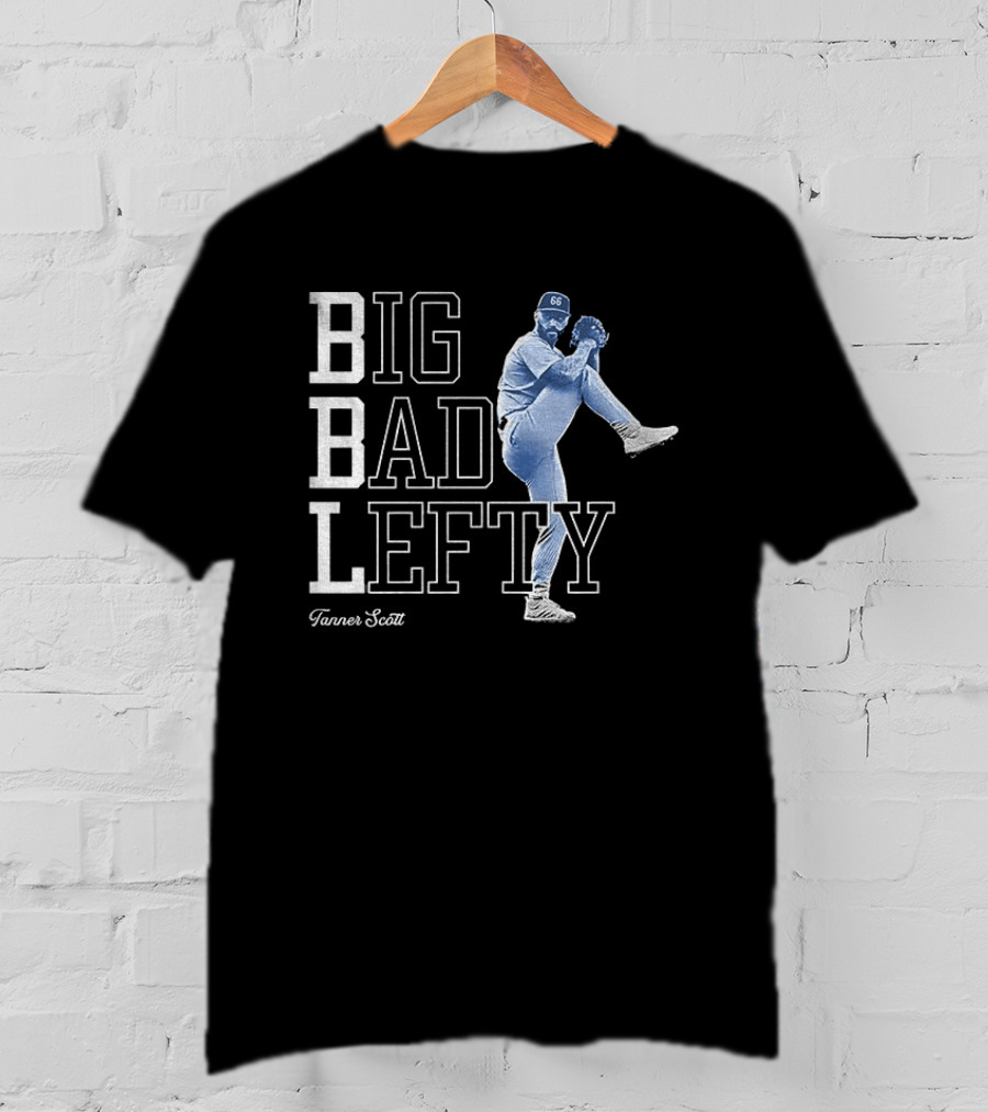 Miguel Rojas Wearing Tanner Scott Big Bad Lefty 66 T-Shirt
