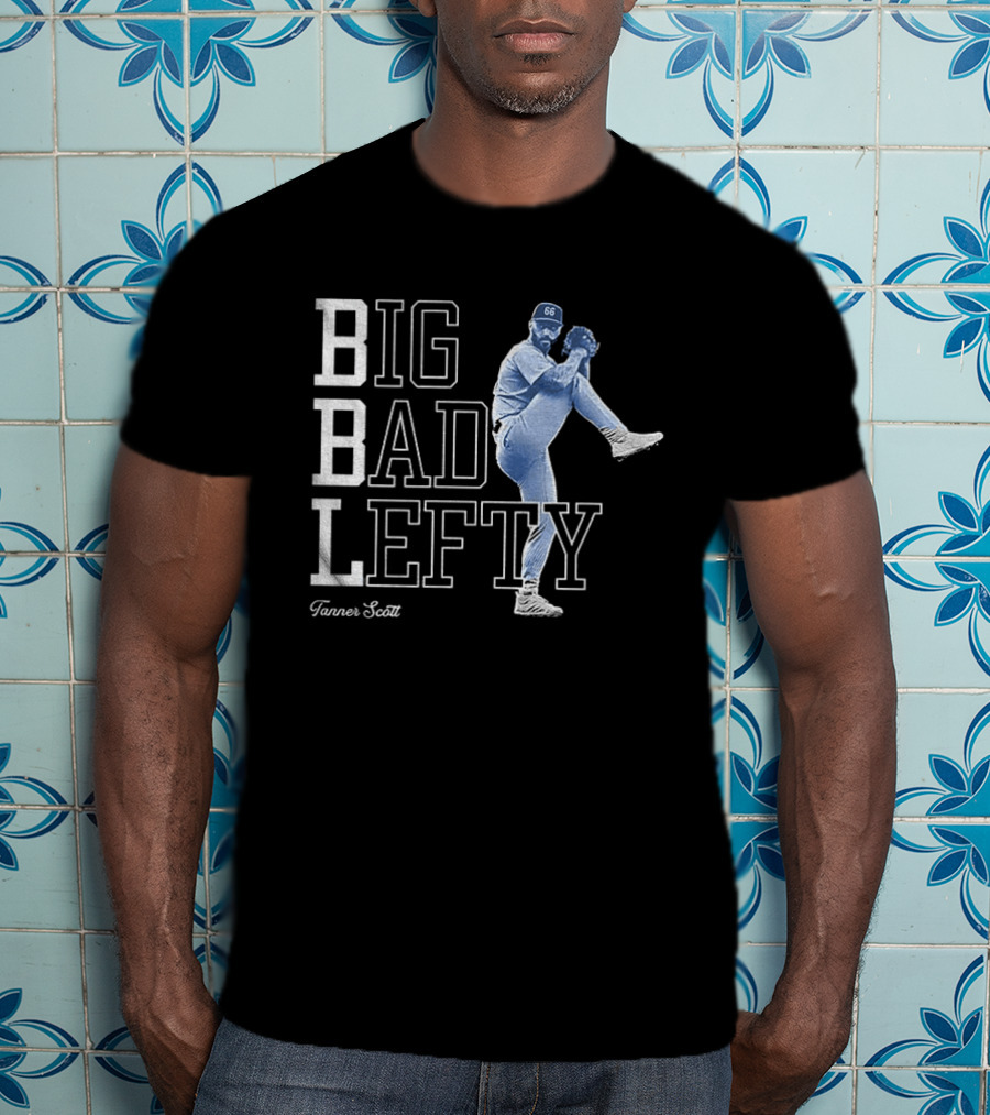 Miguel Rojas Wearing Tanner Scott Big Bad Lefty 66 T-Shirt