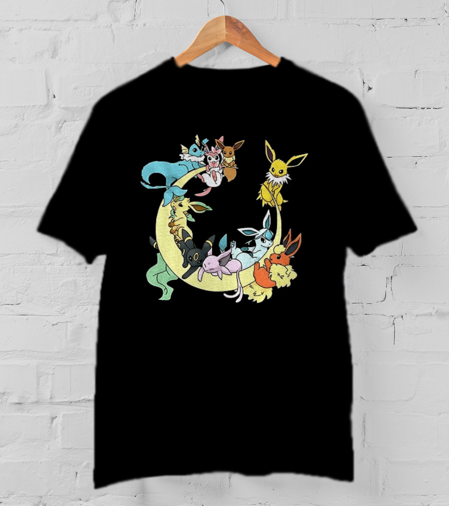 Eevee Evolutions Sylveon Umbreon Flareon Jolteon Vaporeon Espeon Leafeon Glaceon T-Shirt