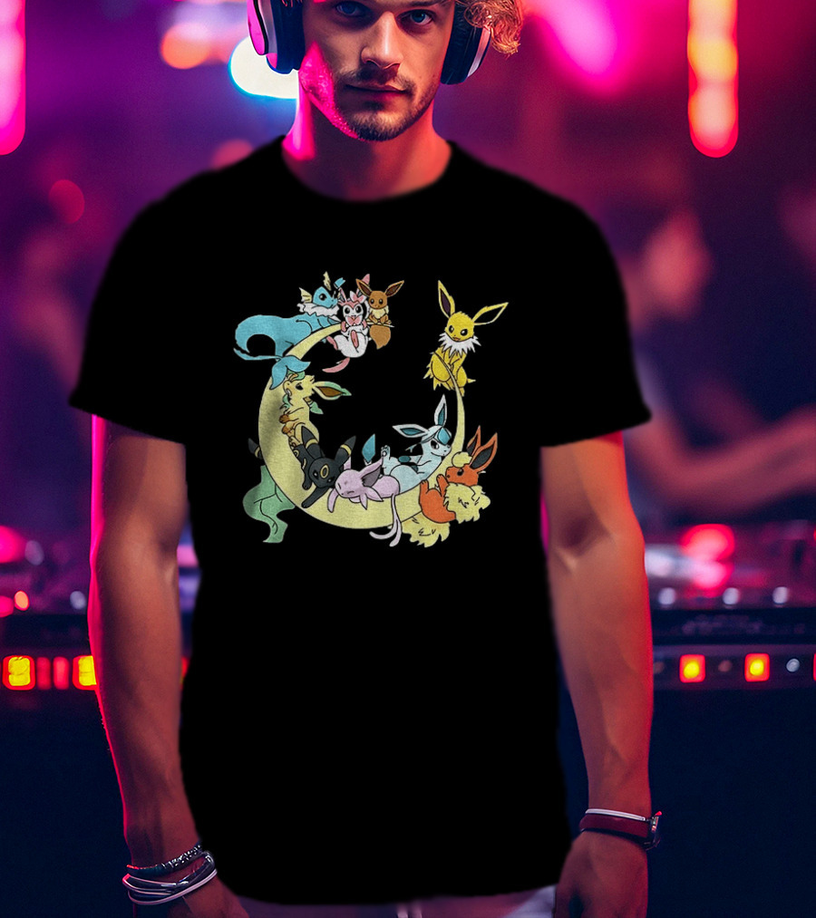 Eevee Evolutions Sylveon Umbreon Flareon Jolteon Vaporeon Espeon Leafeon Glaceon T-Shirt