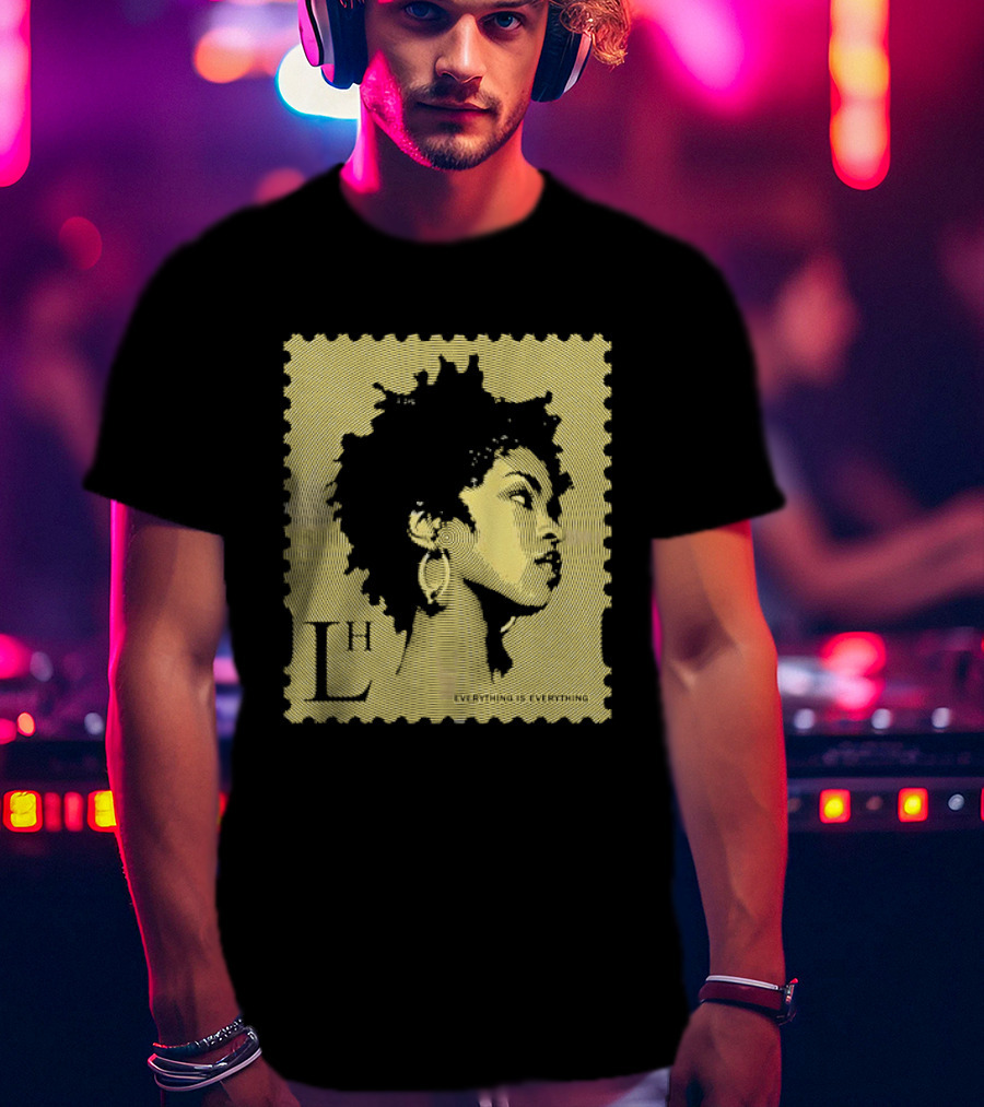 Everything Is Lh Gold Line Afro Woman Stamp T-Shirt