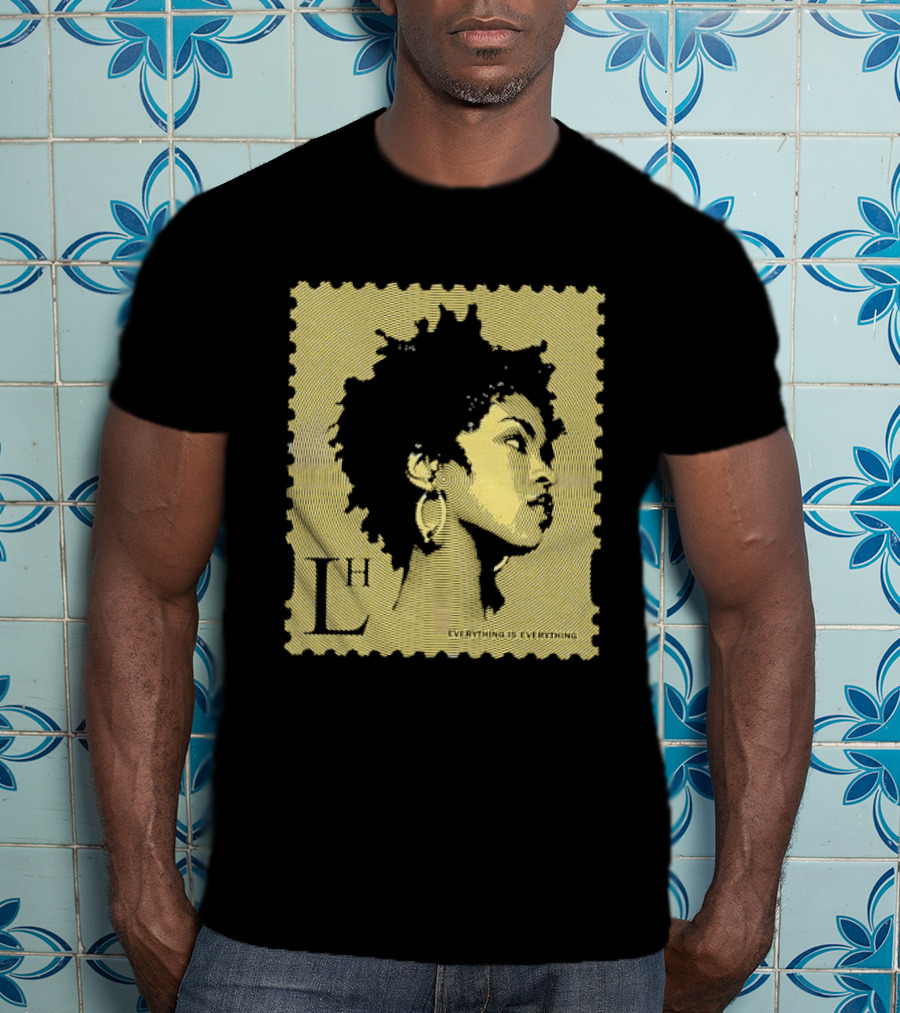 Everything Is Lh Gold Line Afro Woman Stamp T-Shirt
