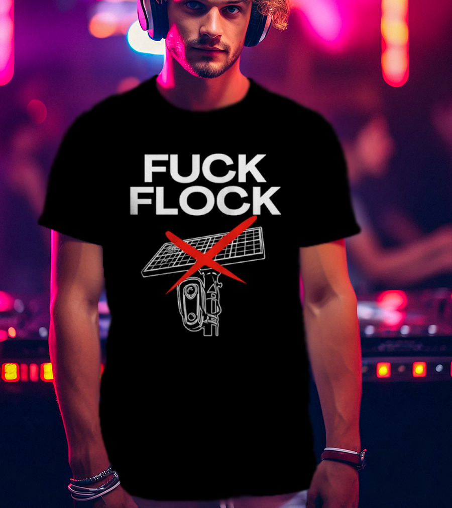 Fuck Flock Surveillance Camera Solar Panel Red X T-Shirt