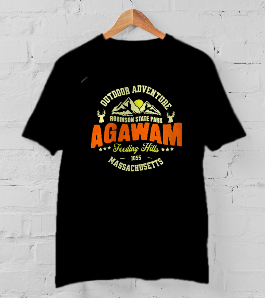Outdoor Adventure Robinson State Park Agawam Feeding Hills 1855 Massachusetts Mountain Sun Deer T-Shirt