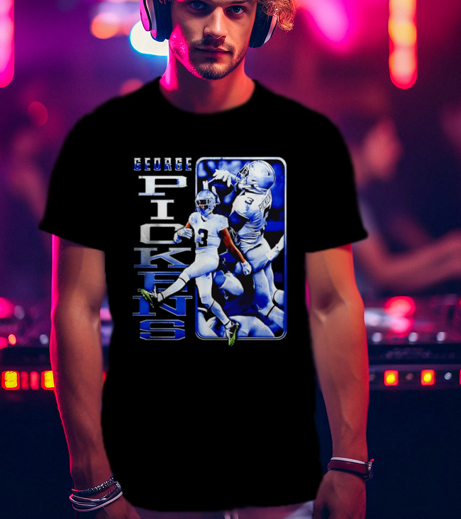 George Pickens Football Catching Collage Blue T-Shirt