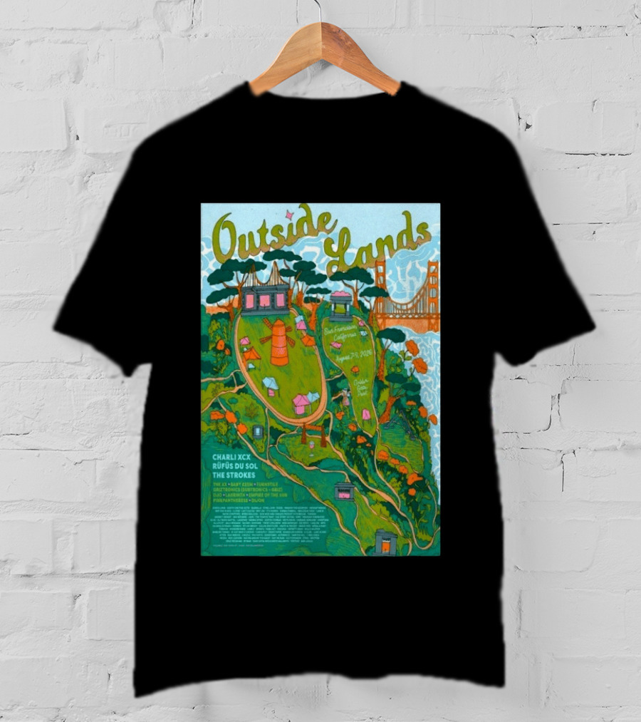 Outside Lands San Francisco August 7 9 2026 Golden Gate Park Charli XCX Rufus Du Sol The Strokes T-Shirt