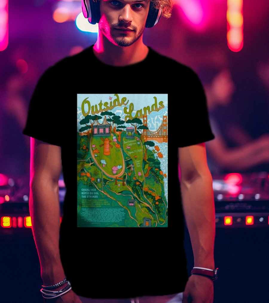 Outside Lands San Francisco August 7 9 2026 Golden Gate Park Charli XCX Rufus Du Sol The Strokes T-Shirt