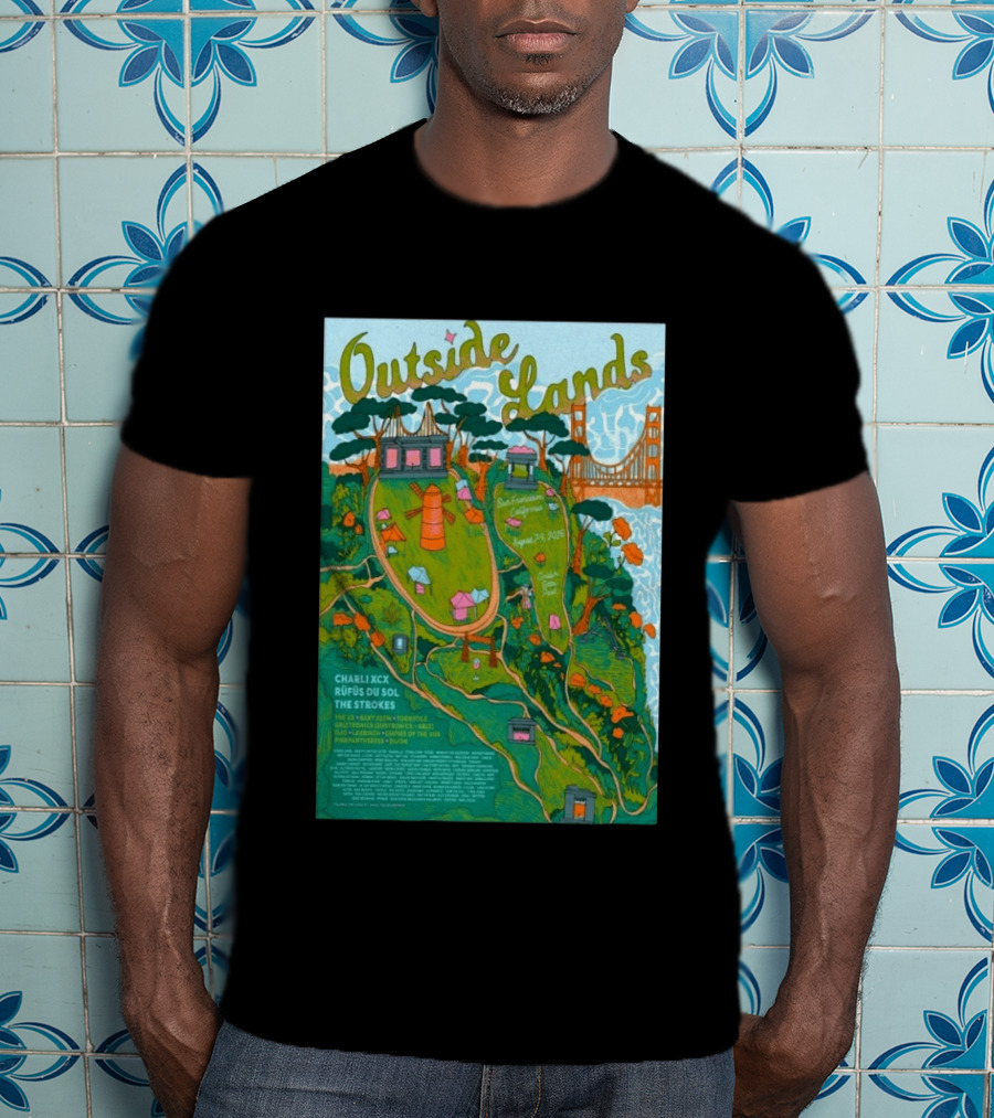 Outside Lands San Francisco August 7 9 2026 Golden Gate Park Charli XCX Rufus Du Sol The Strokes T-Shirt