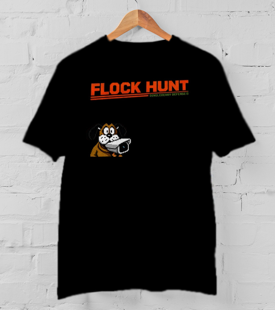 Flock Hunt Pixelated Canine Dingleberry Defense Security Camera T-Shirt