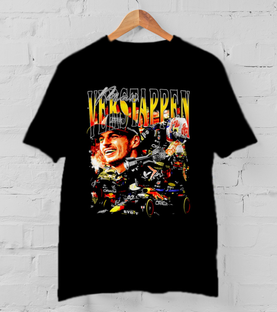 Max Verstappen Red Bull Racing F1 Driver Trophy Car Photo Collage T-Shirt