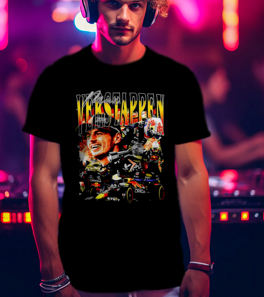 Max Verstappen Red Bull Racing F1 Driver Trophy Car Photo Collage T-Shirt