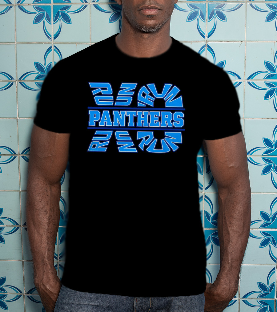 Run Panthers Repeated Blue Kinetic Athletic Block T-Shirt
