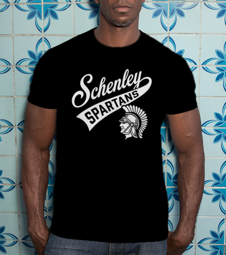 Schenley Spartans Cursive Script Banner Helmet Crest T-Shirt