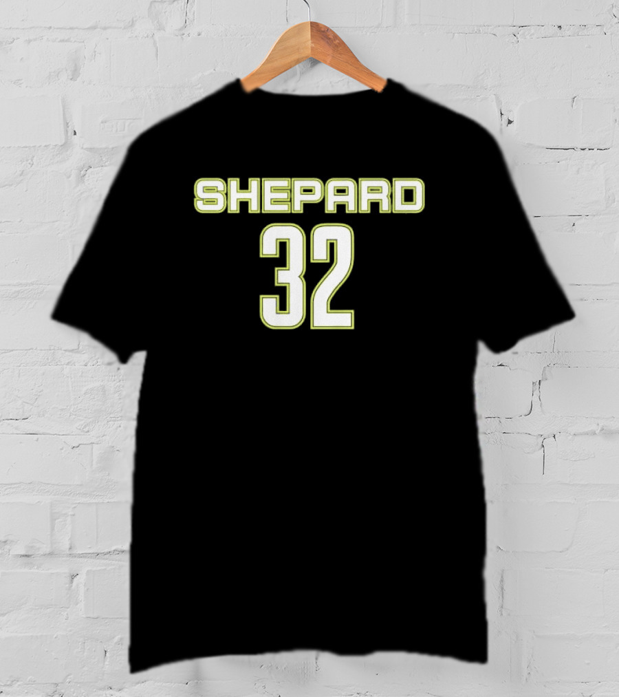 Shepard 32 Lime Green Athletic Block Lettering Jersey T-Shirt