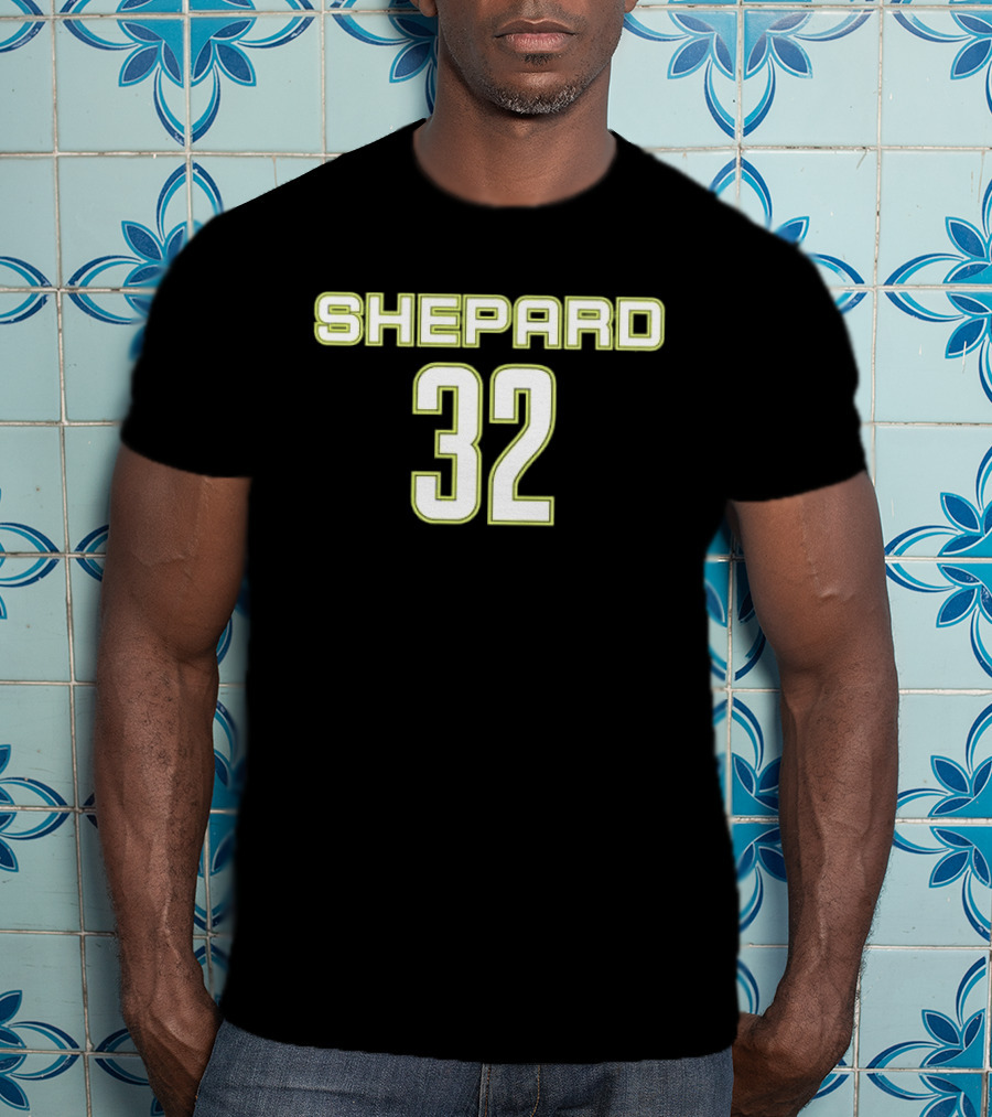 Shepard 32 Lime Green Athletic Block Lettering Jersey T-Shirt