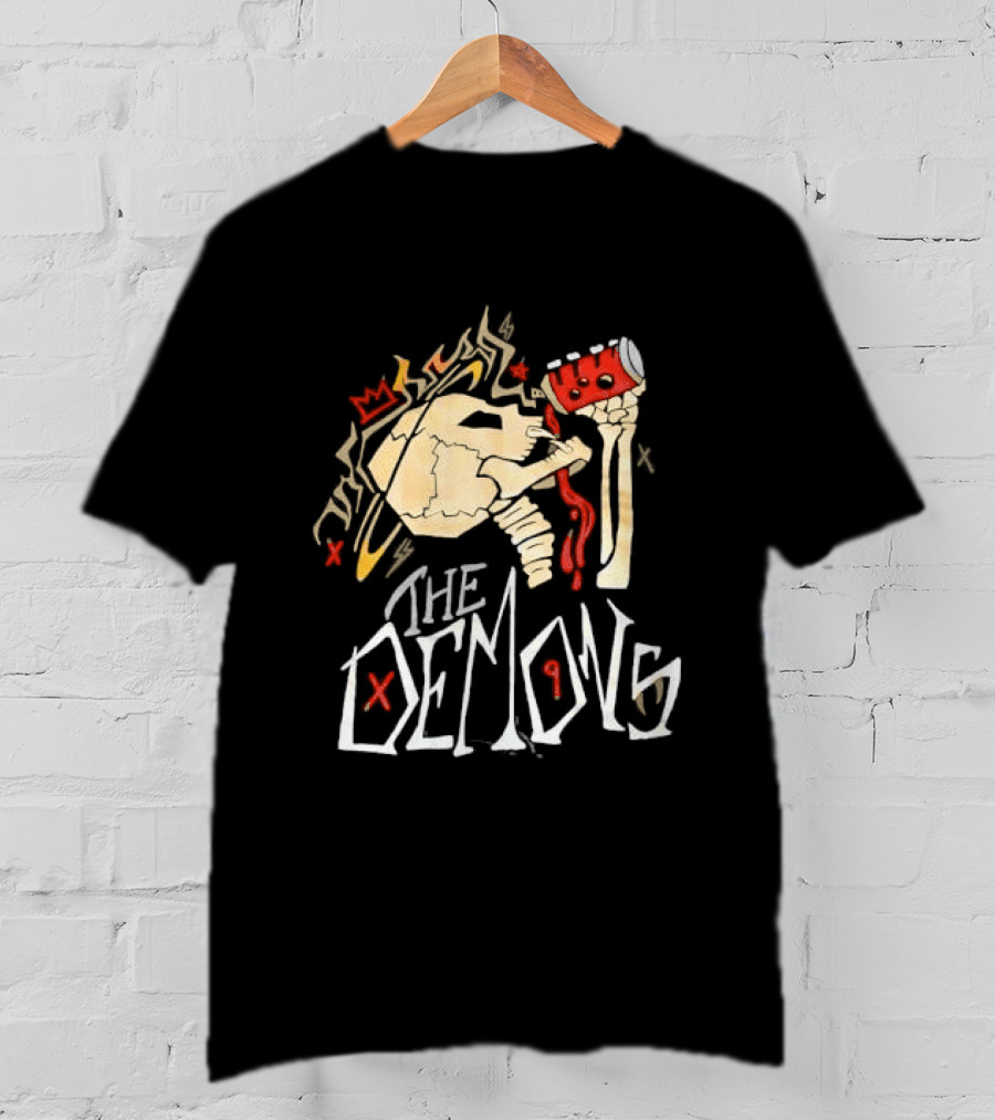 The Demons Crowned Skeleton Skull Drinking Spray Can T-Shirt