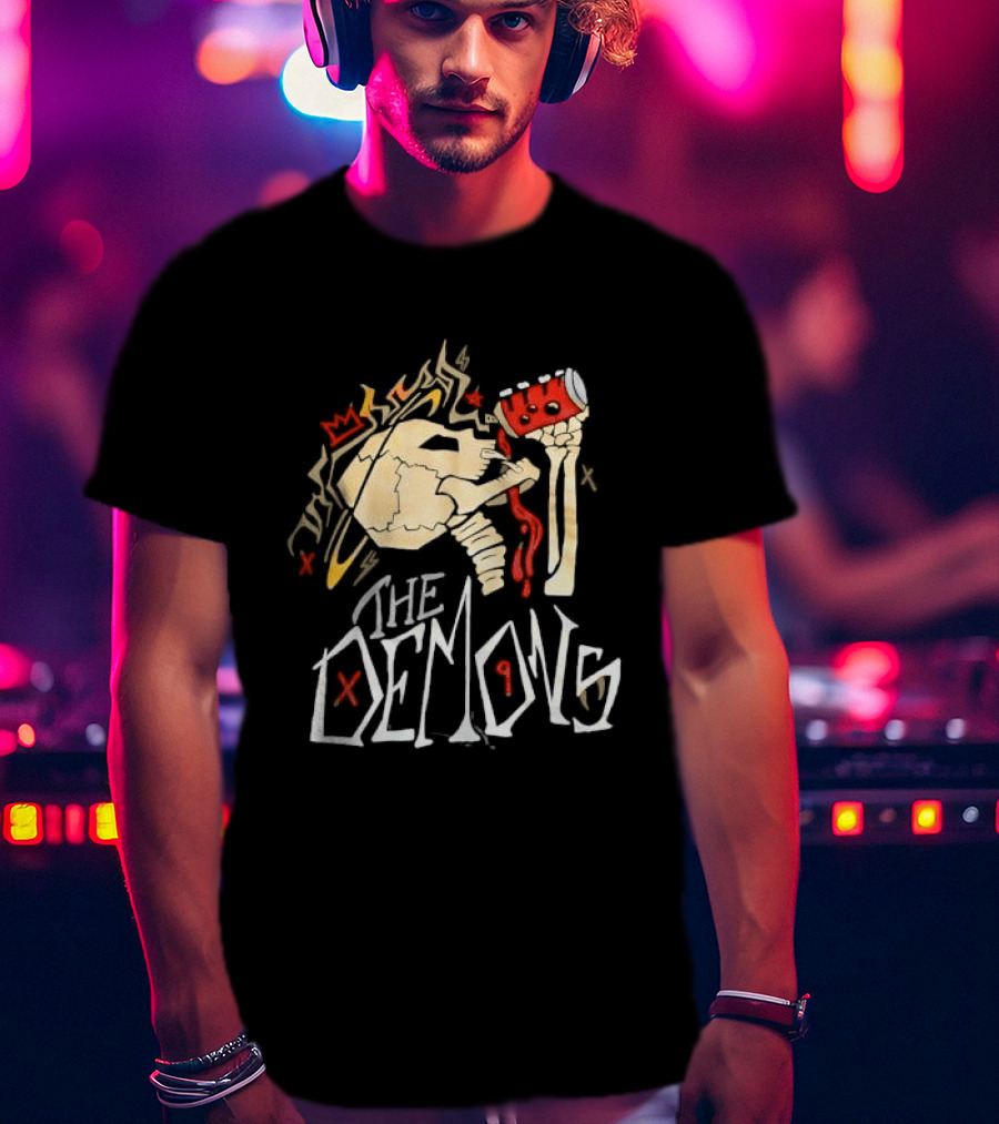The Demons Crowned Skeleton Skull Drinking Spray Can T-Shirt