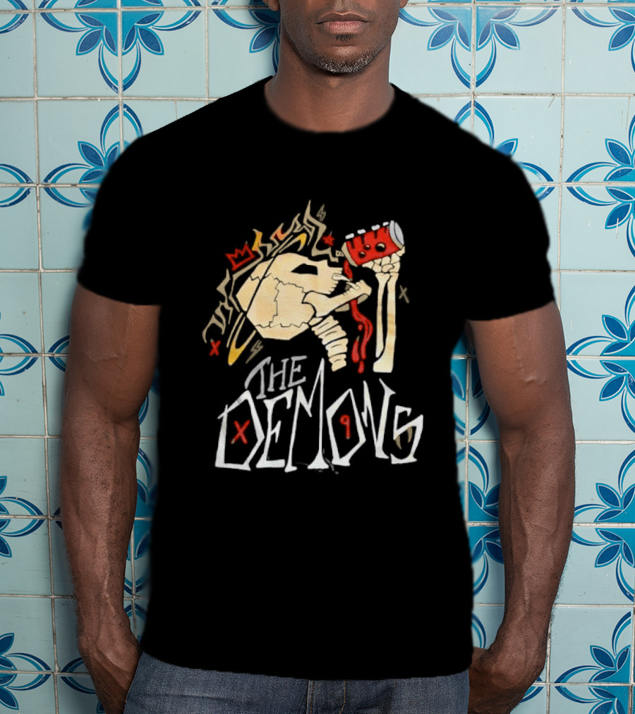 The Demons Crowned Skeleton Skull Drinking Spray Can T-Shirt