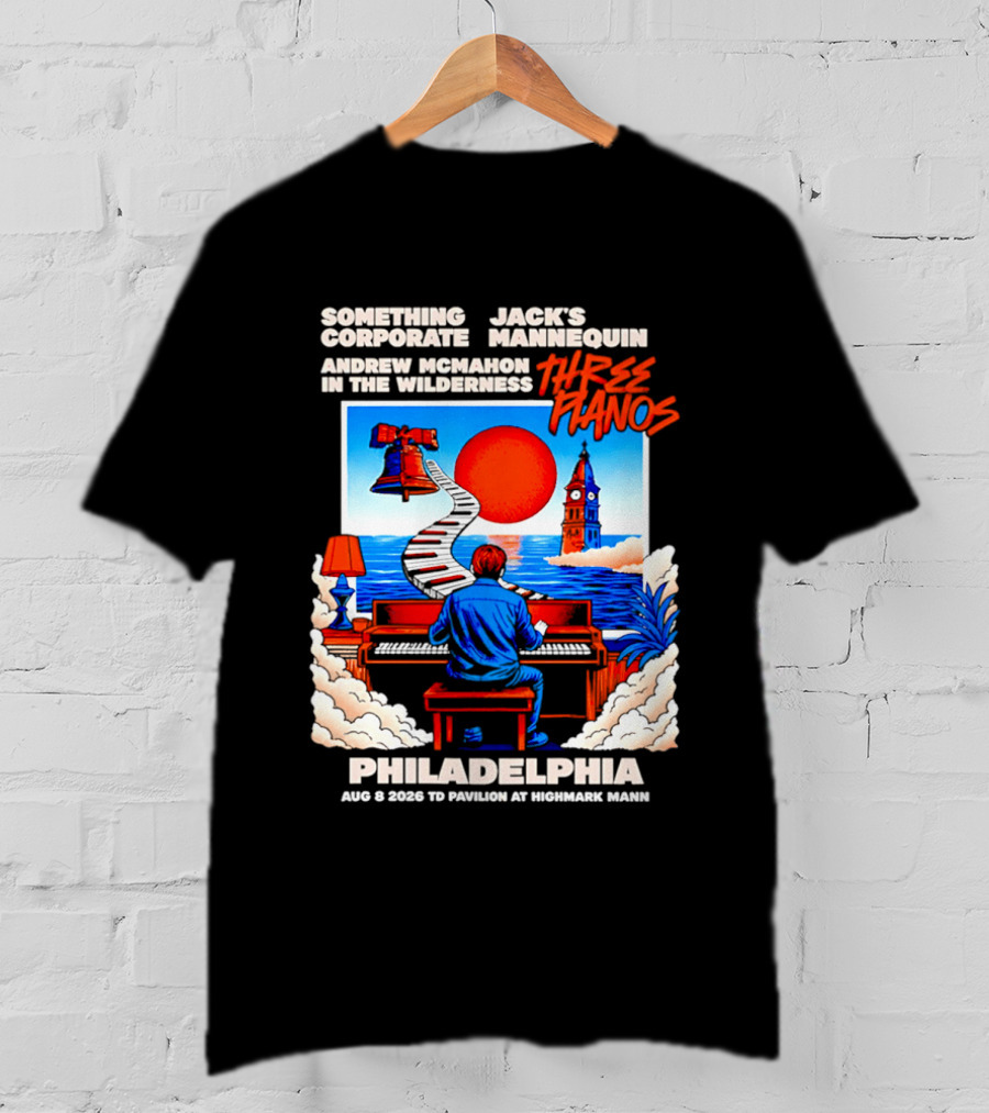 Something Corporate Jack's Mannequin Andrew McMahon Three Pianos Philadelphia Aug 08 2026 T-Shirt