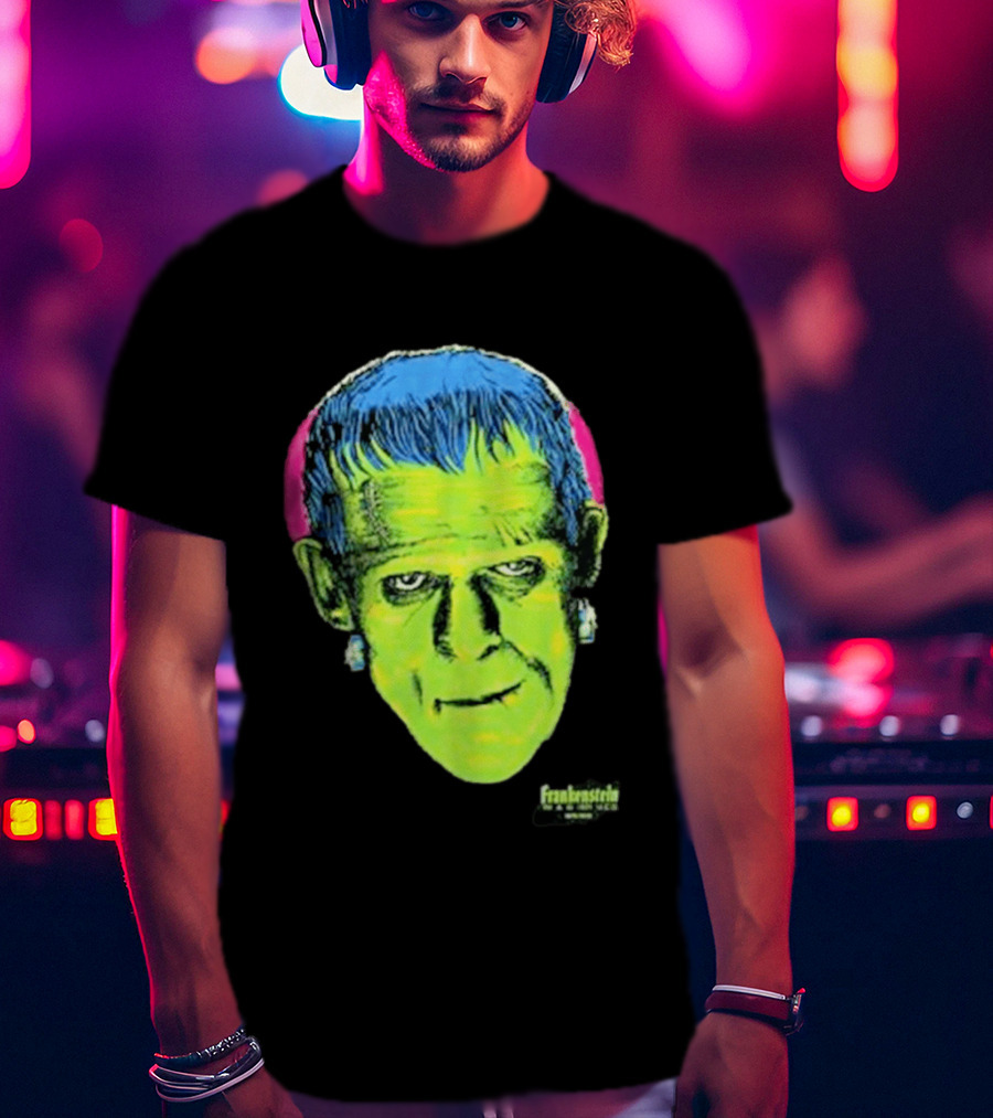 Frankenstein Universal Studios Monsters Head Travis Barker T-Shirt