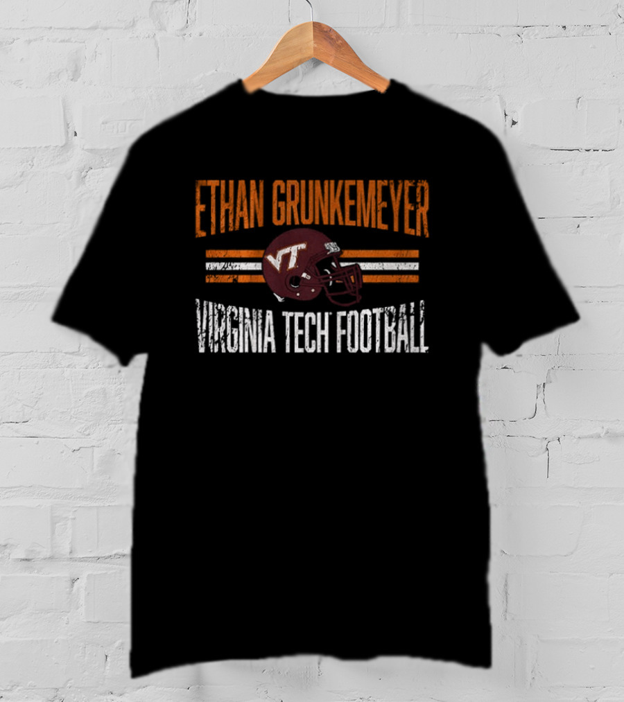 Ethan Grunkemeyer Virginia Tech Football VT Helmet T-Shirt