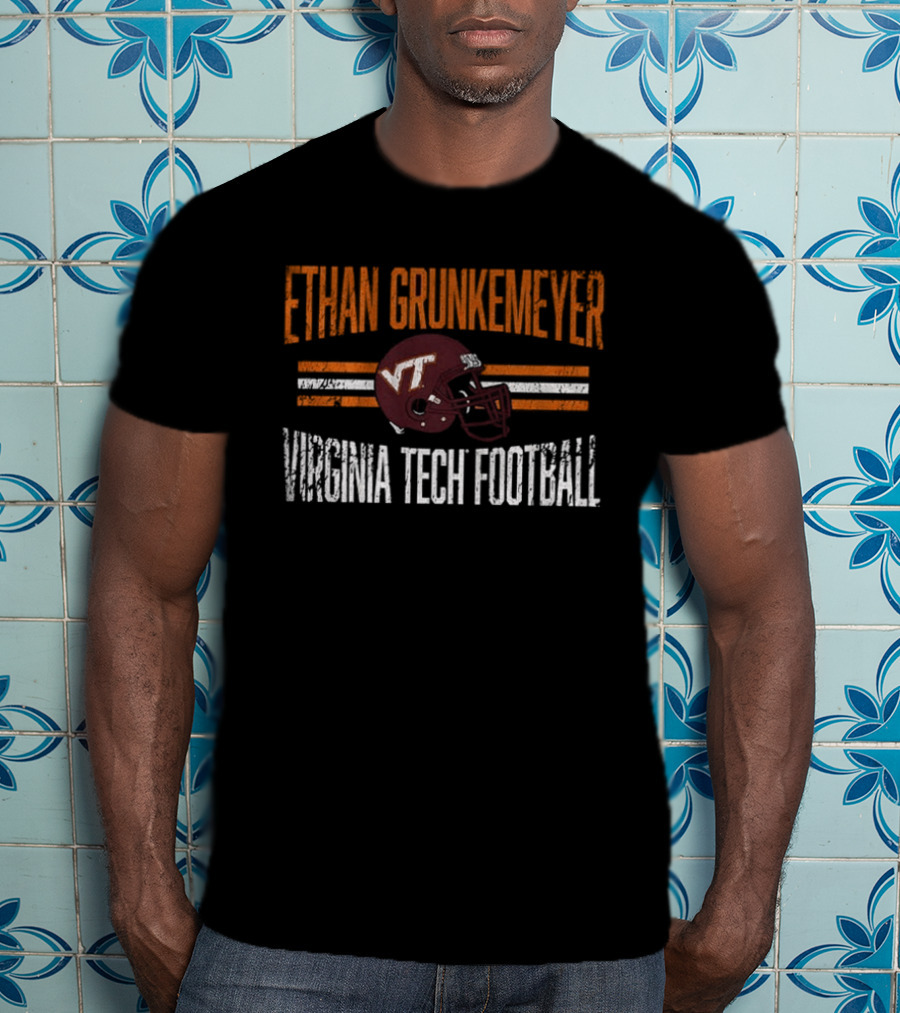 Ethan Grunkemeyer Virginia Tech Football VT Helmet T-Shirt