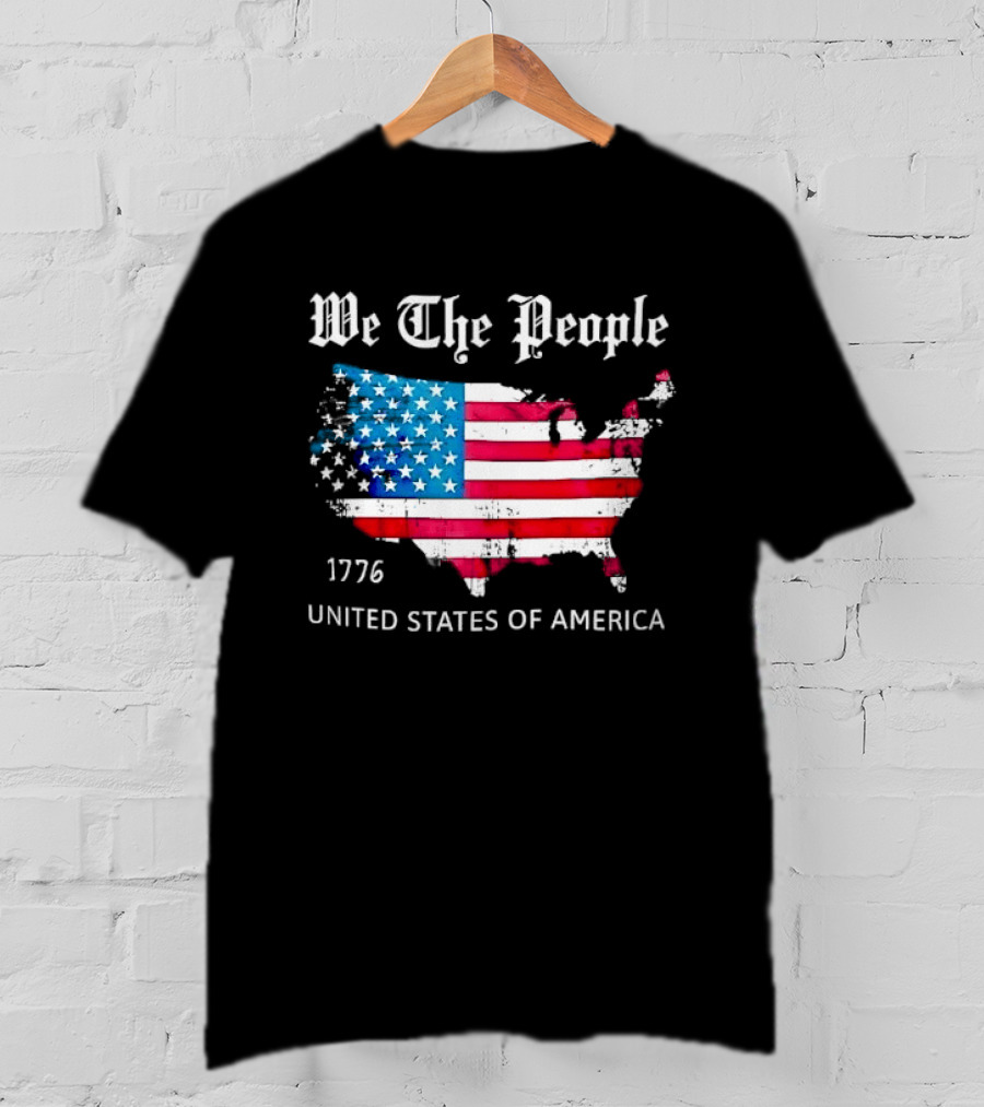 We The People 1776 Distressed USA Map Flag United States Of America T-Shirt