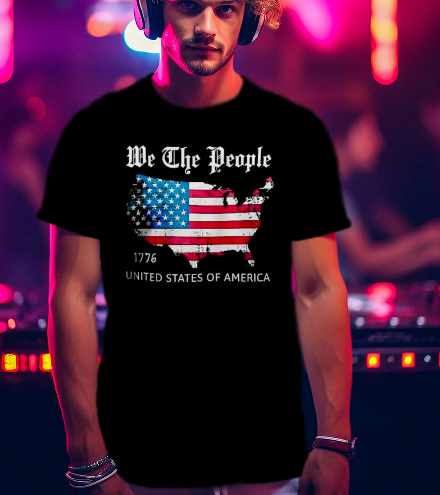 We The People 1776 Distressed USA Map Flag United States Of America T-Shirt