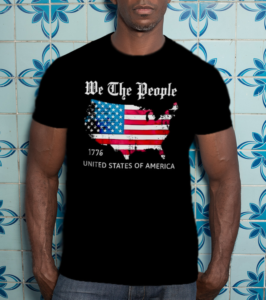 We The People 1776 Distressed USA Map Flag United States Of America T-Shirt