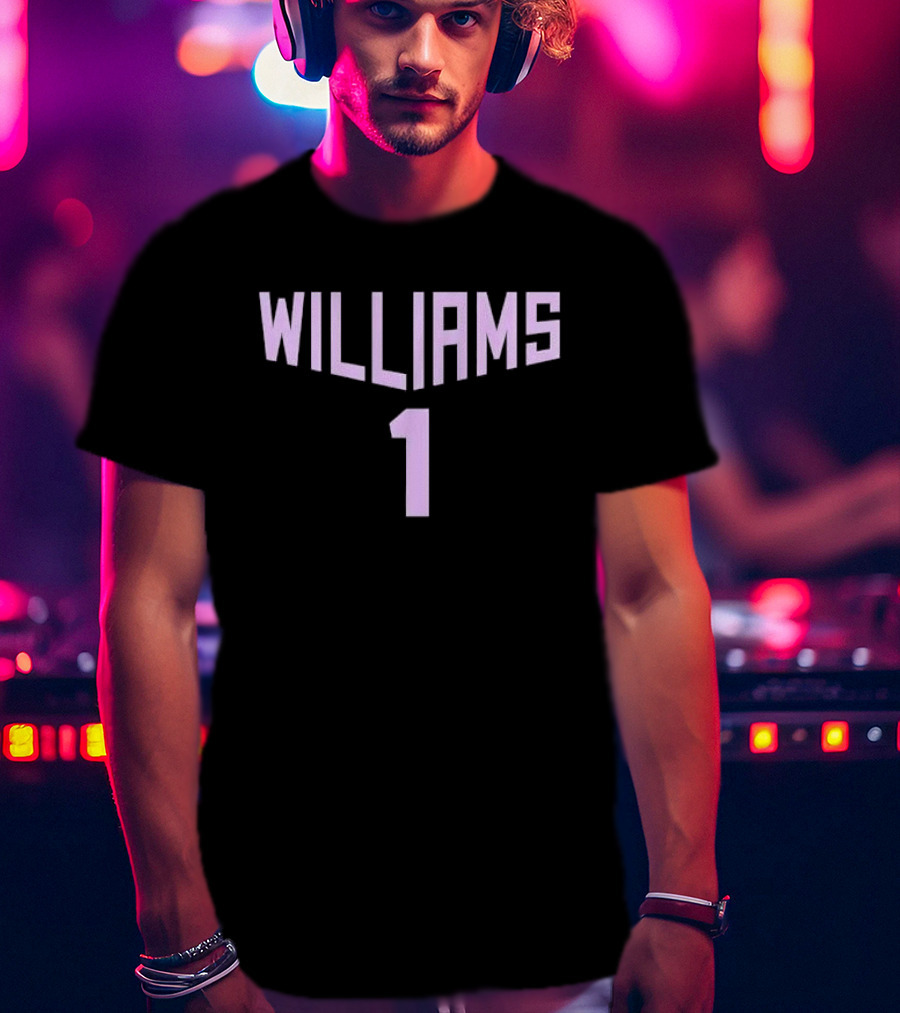 Williams 1 Purple Arched Block Font Jersey T-Shirt