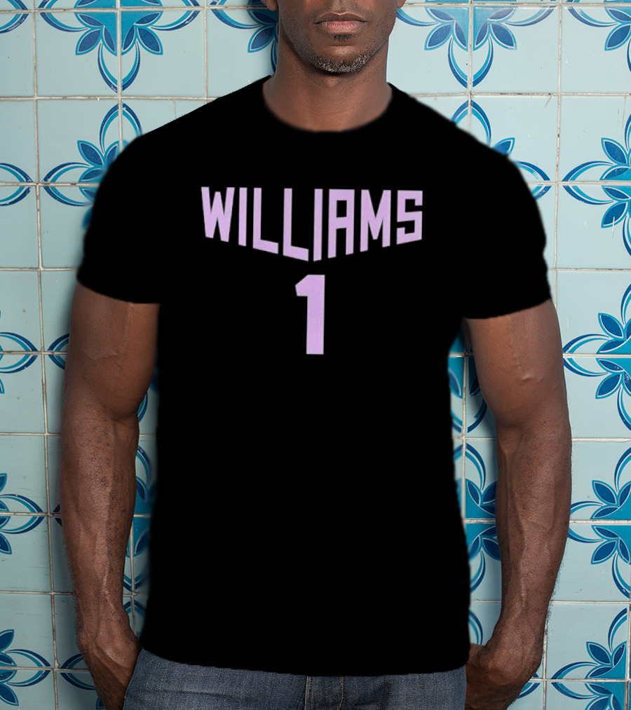 Williams 1 Purple Arched Block Font Jersey T-Shirt