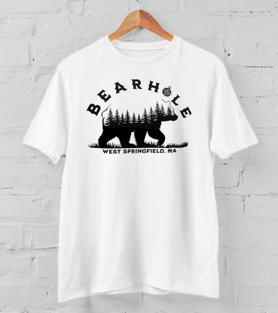 Bearhole West Springfield MA Bear Forest Landscape Compass T-Shirt