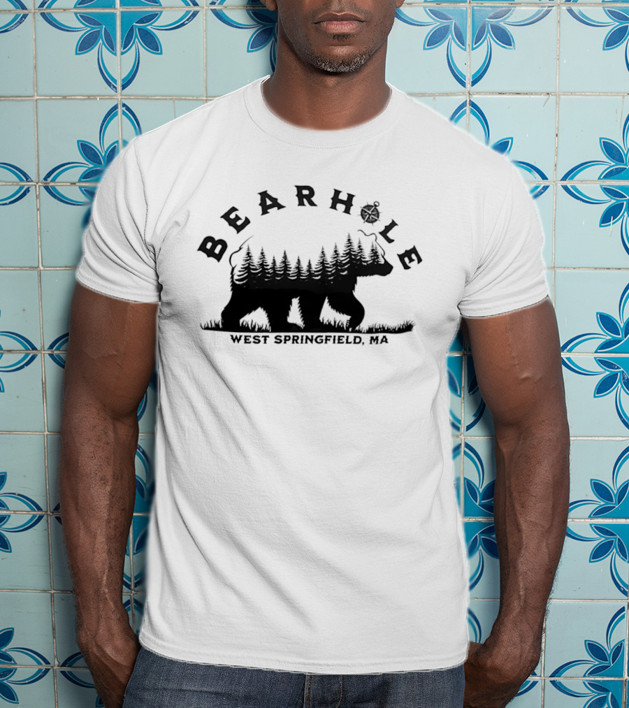 Bearhole West Springfield MA Bear Forest Landscape Compass T-Shirt