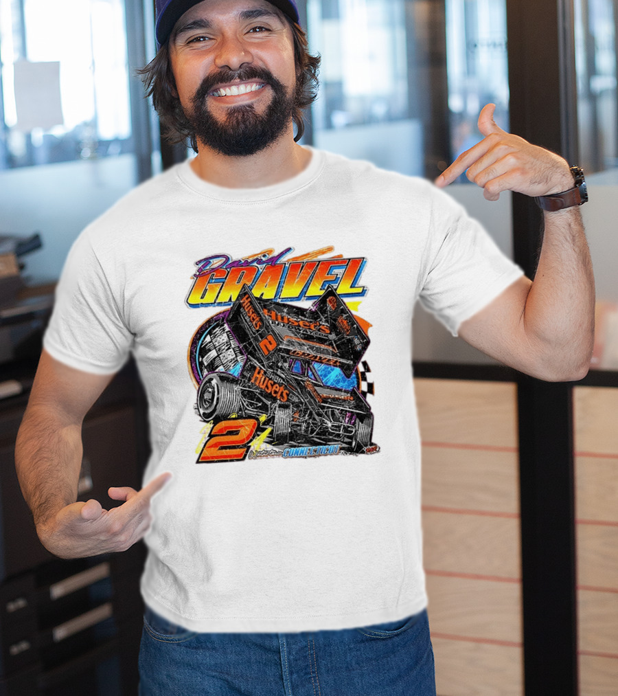 David Gravel Sprint Car Huset's Speedway Racing Connecticut 2 Orange And Blue T-Shirt