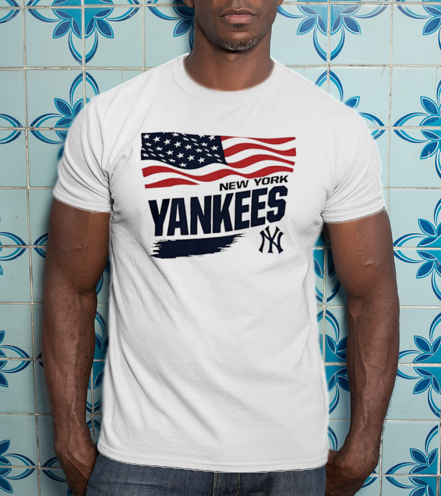 New York Yankees American Flag Brushstroke NY Yankees MLB T-Shirt