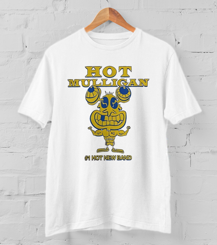 Hot Mulligan New Band Cartoon Flexing Biceps Yellow Version T-Shirt
