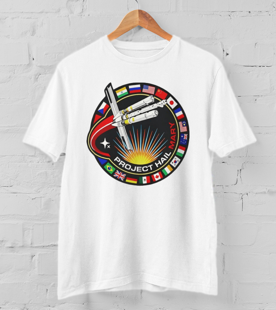 Project Hail Mary Ryland Grace Sci Fi Spacecraft Mission Flags T-Shirt