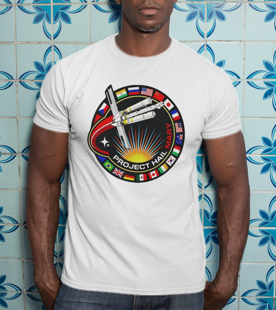 Project Hail Mary Ryland Grace Sci Fi Spacecraft Mission Flags T-Shirt