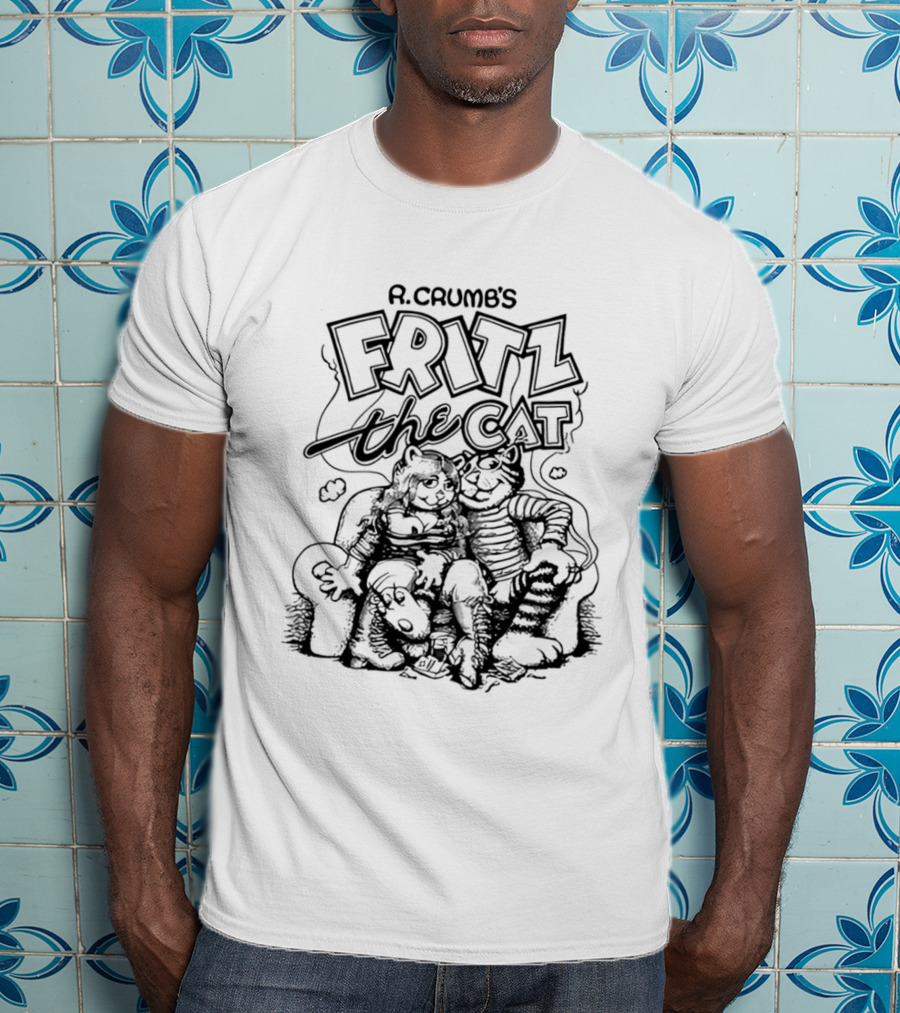 R. Crumb's Fritz The Cat Couch With Characters Smoking And Relaxing T-Shirt