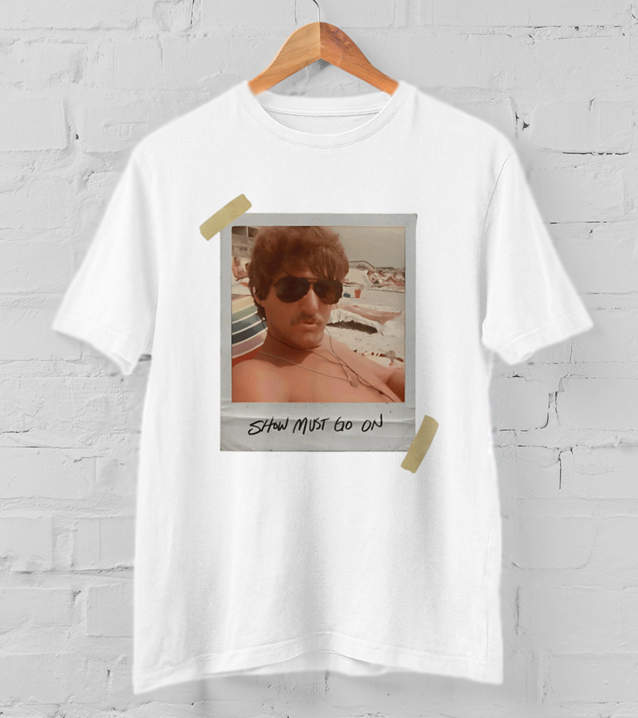 Show Must Go On Man At Beach Retro Style Polaroid T-Shirt