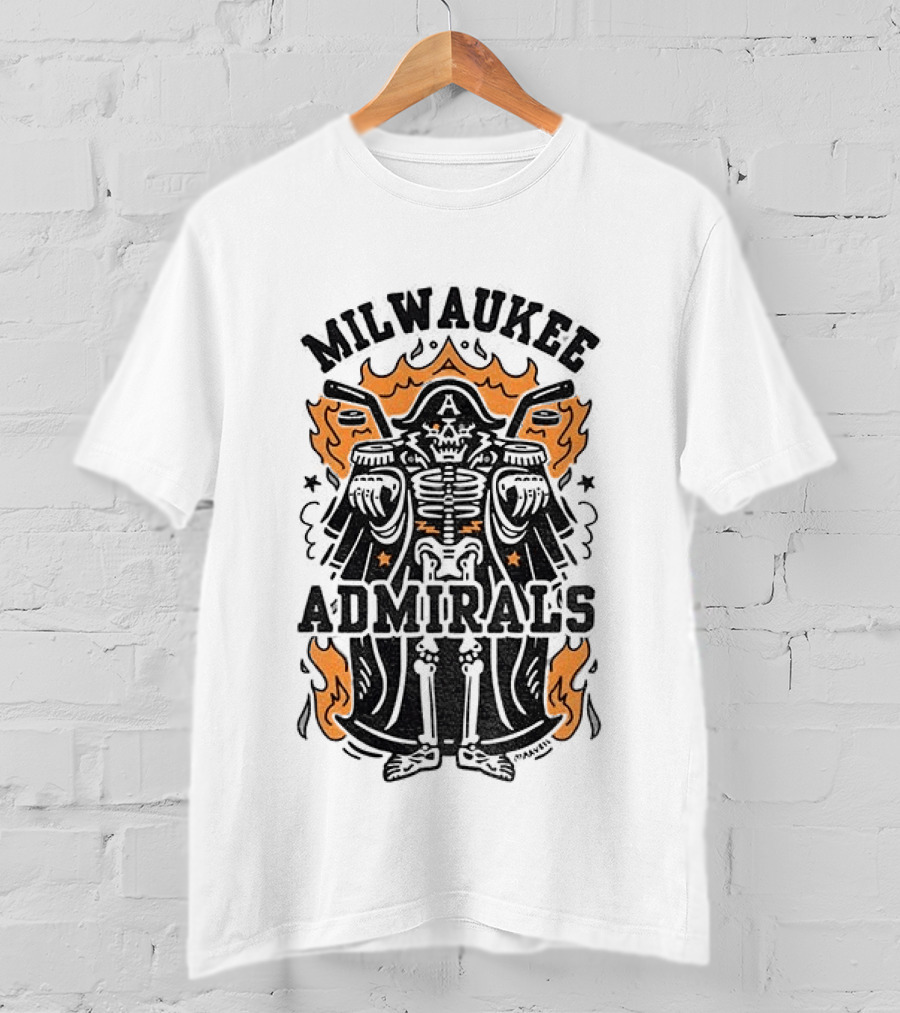 Milwaukee Admirals Skeleton Emblem Halloween T-Shirt