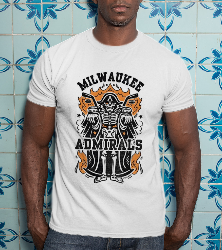 Milwaukee Admirals Skeleton Emblem Halloween T-Shirt