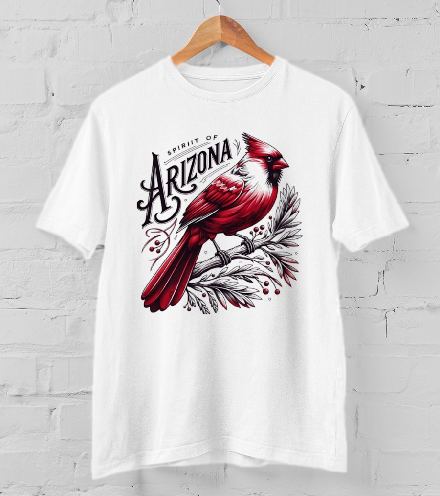 Arizona Red Cardinal Spirit Perched On Branch Berries T-Shirt