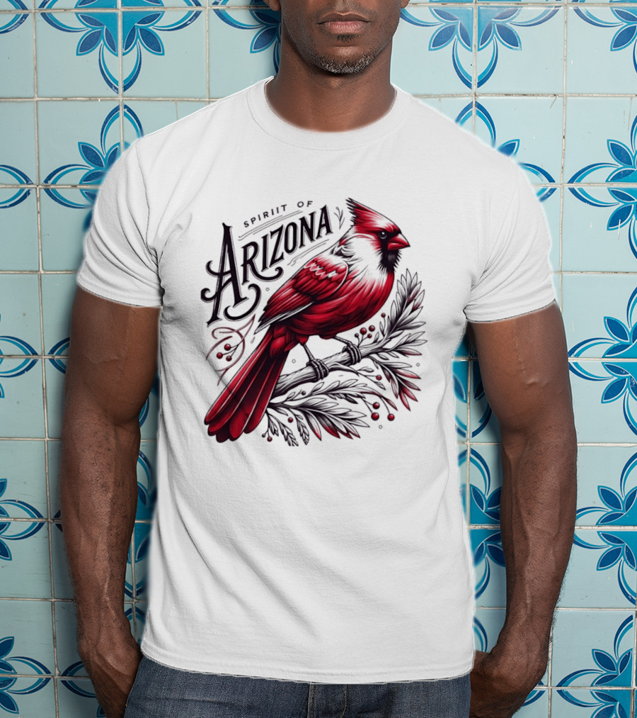 Arizona Red Cardinal Spirit Perched On Branch Berries T-Shirt